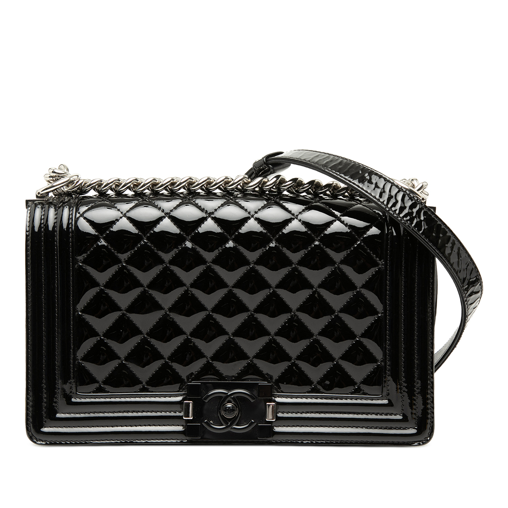 Pre-Loved Chanel Old Medium Quilted Patent Acrylic Boy Flap